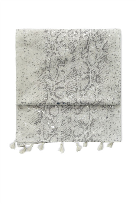 Tiffany Production Siva ešarpa sa zmijskim printom