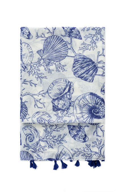 Tiffany Production Plava ešarpa sa morskim motivima