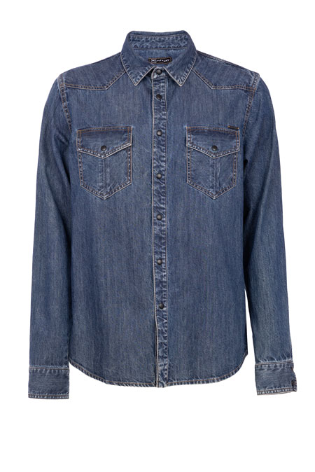 Muška teksas košulja od pamuka sa dugim rukavima Tiffany Production