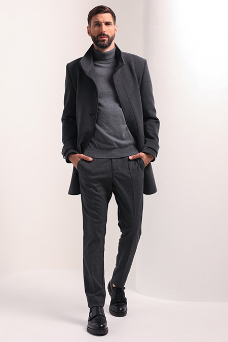 Tiffany Production Muški džemper sa visokom kragnom i rebrastim porubom