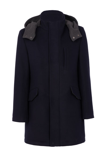 Tiffany Production Muški kaput sa uklonjivom kapuljačom i visokom kragnom