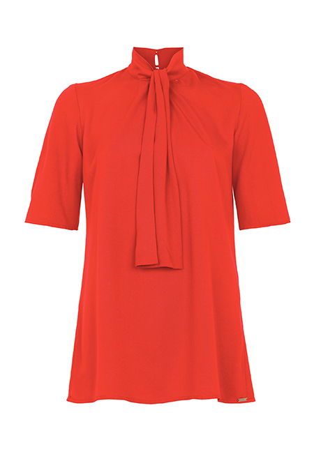 Bluza kratkih rukava i visokom kragnom od viskoze Tiffany Production