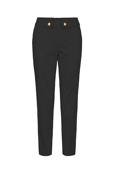 Ženske pantalone dubokog struka sa ukrasnim dugmićima na pojasu od pamuka Tiffany Production