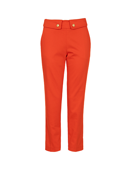 Ženske pantalone dubokog struka sa ukrasnim dugmićima na pojasu od pamuka Tiffany Production