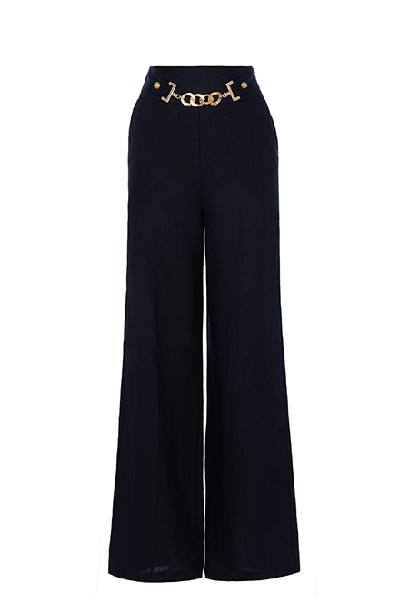 Pantalone širokih nogavica od 100% lana Tiffany Production