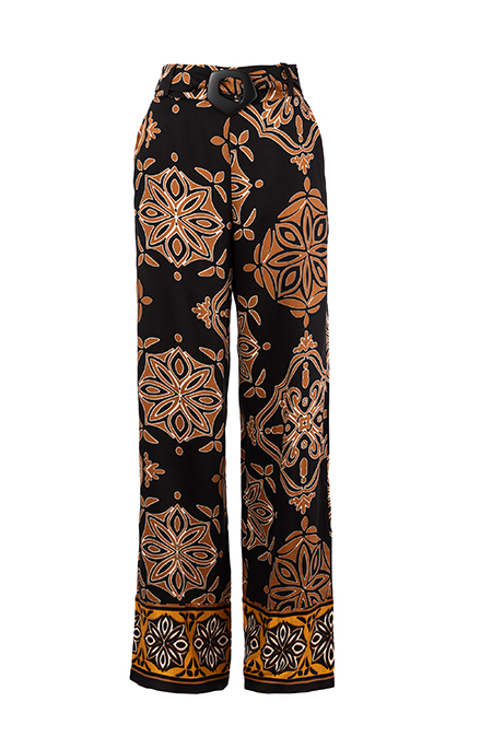 Pantalone širokih nogavica u dezenu sa ukrasnim kaišem Tiffany Production