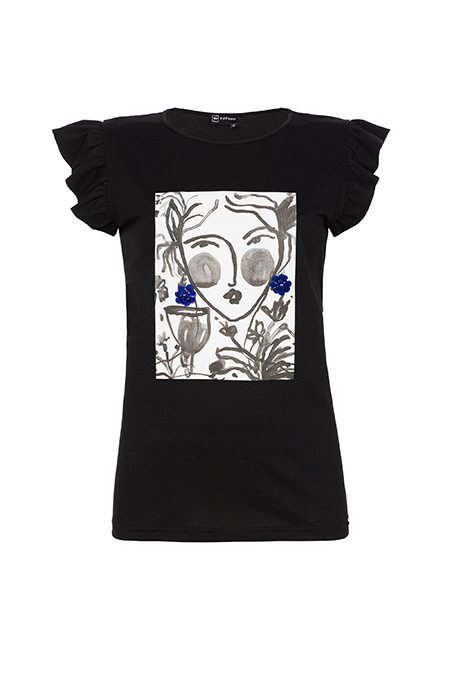 Majica kratkih rukava sa karnerima na njima i ukrasnom aplikacijom Tiffany Production