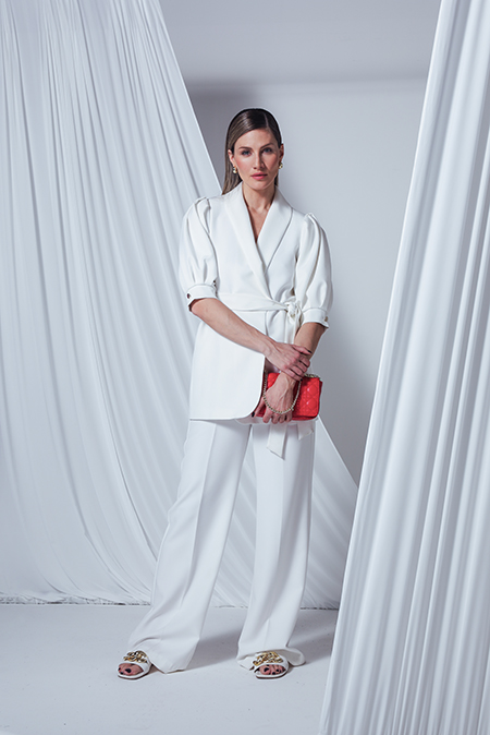 Ženski sako sa tri-četvrt rukavima i kaišem od iste tkanine Tiffany Production