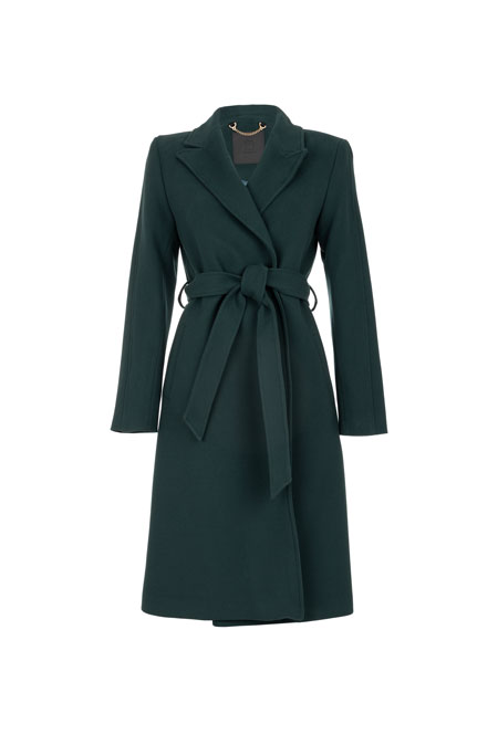 Ženski kaput na preklop sa kaišem i prednjim džepovima Tiffany Production