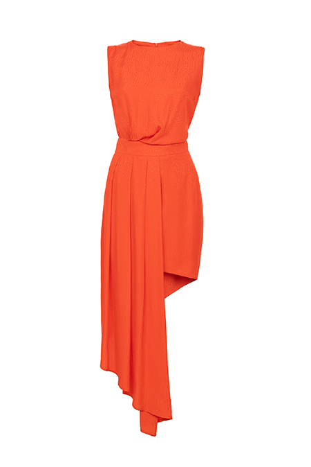 Haljina bez rukava sa pojasem komplementarnog dezena Tiffany Production