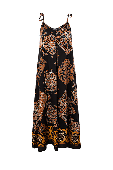 Lepršava midi haljina u dezenu s bretelama Tiffany Production