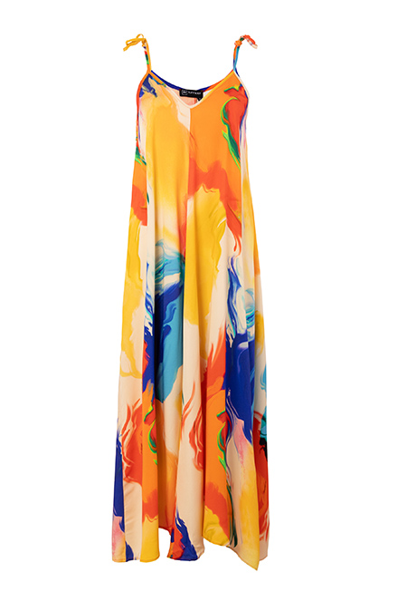 Tiffany Production Lepršava midi haljina u neon dezenu s bretelama