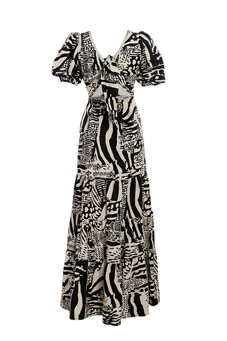 Duga haljina kratkih rukava sa prorezom na struku i otvorenim leđima  Tiffany Production