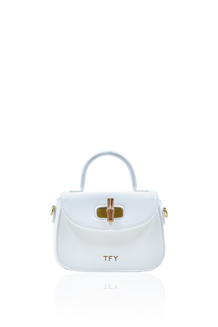 Mini torbica zaobljenih ručki sa ukrasnom kopčom i odvojivim kaišem za nošenje preko tela Tiffany Production